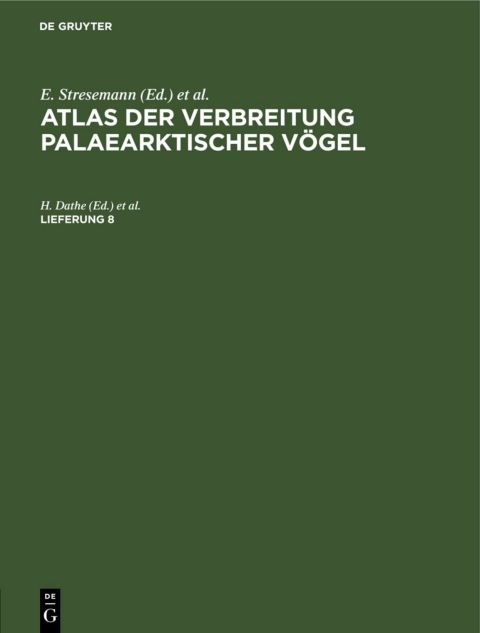 Cover image for book Atlas der Verbreitung palaearktischer Vögel. Lieferung 8