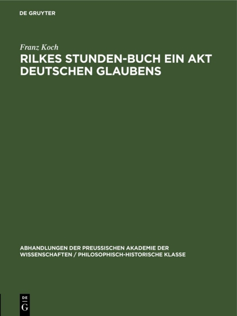 Cover image for book Rilkes Stunden-Buch ein Akt deutschen Glaubens
