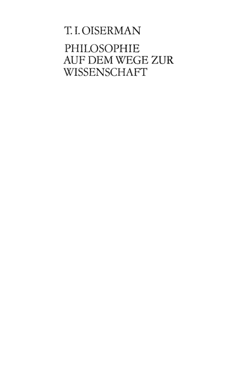 Cover image for book Philosophie auf dem Wege zur Wissenschaft