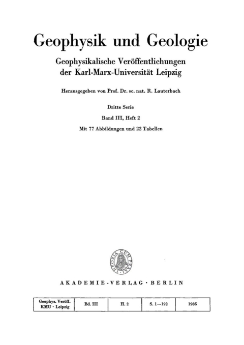 Cover image for book Geophysik und Geologie. Band 13, Heft 2