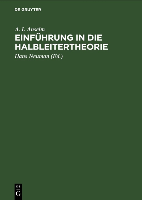 Cover image for book Einführung in die Halbleitertheorie
