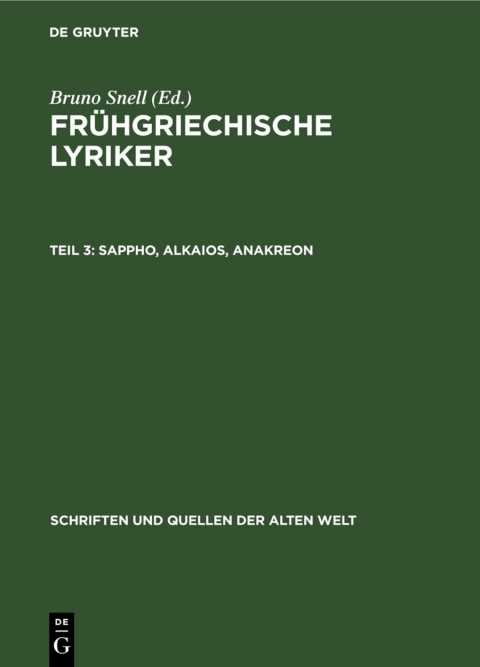 Cover image for book Sappho, Alkaios, Anakreon