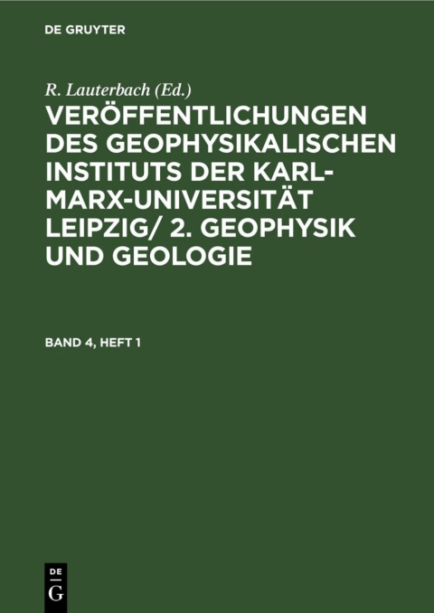 Cover image for book Geophysik und Geologie. Band 4, Heft 1