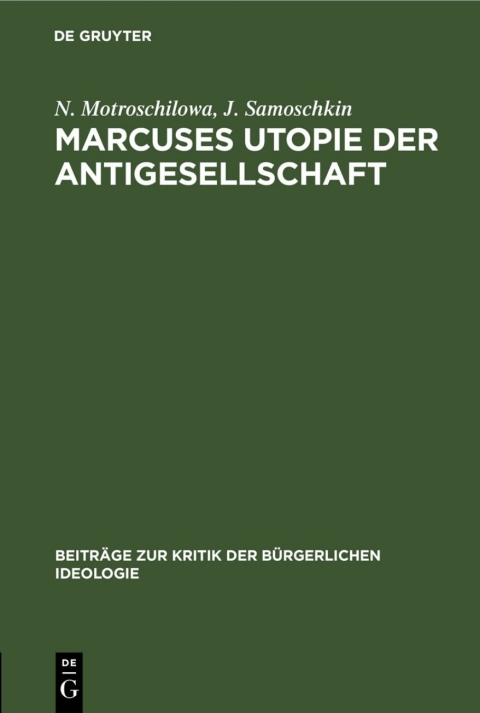 Cover image for book Marcuses Utopie der Antigesellschaft