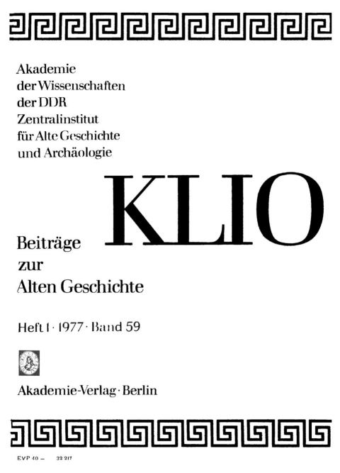 Cover image for book Klio. Band 59, Heft 1