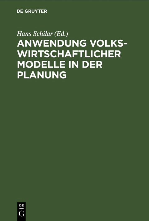 Cover image for book Anwendung volkswirtschaftlicher Modelle in der Planung