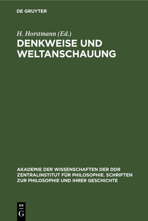 Cover image for book Denkweise und Weltanschauung