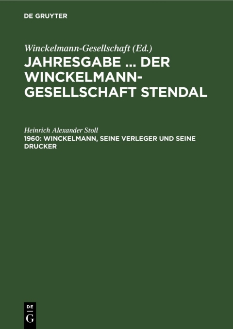 Cover image for book Winckelmann, seine Verleger und seine Drucker