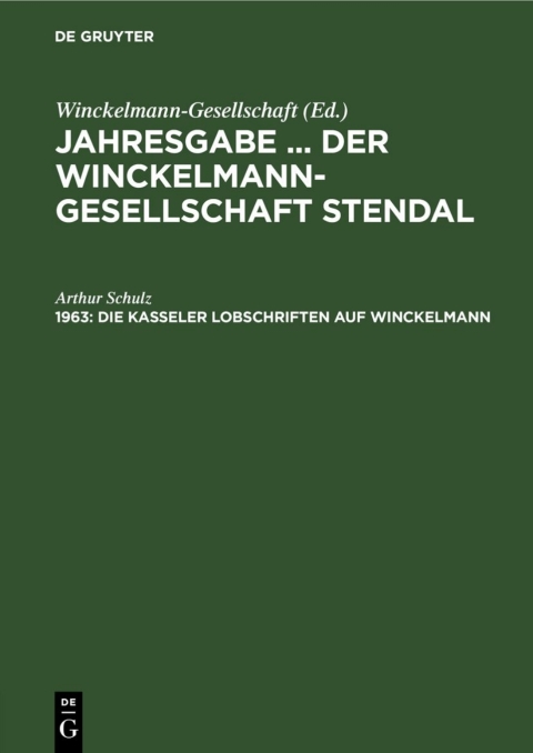 Cover image for book Die Kasseler Lobschriften auf Winckelmann