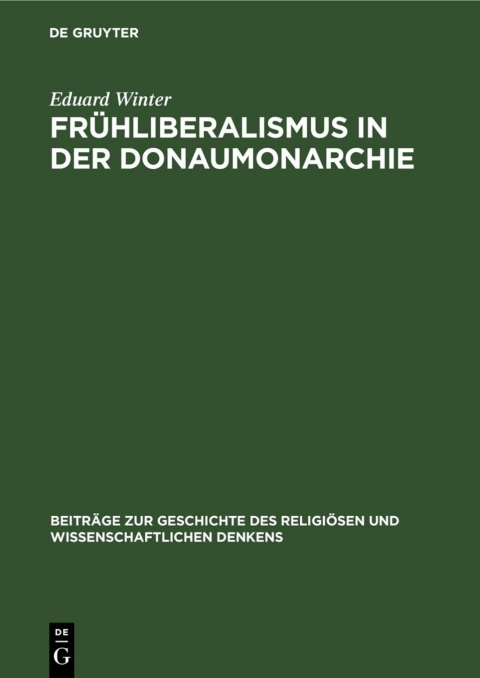 Cover image for book Frühliberalismus in der Donaumonarchie