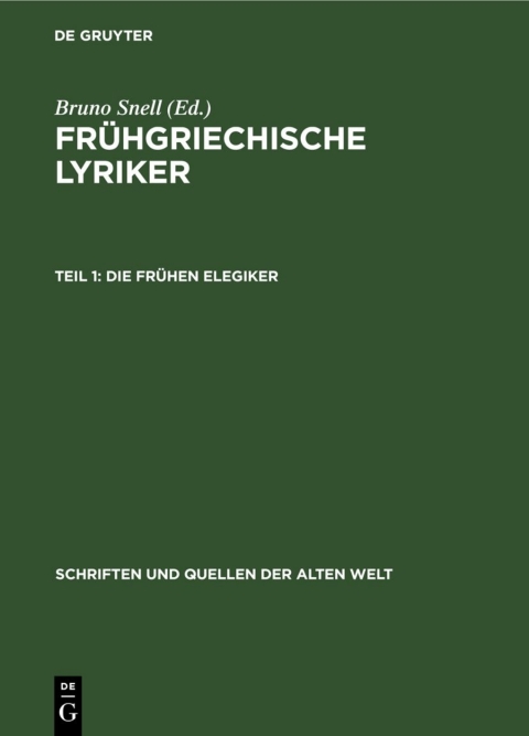 Cover image for book Die Frühen Elegiker