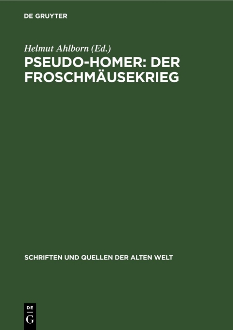 Cover image for book Pseudo-Homer: Der Froschmäusekrieg