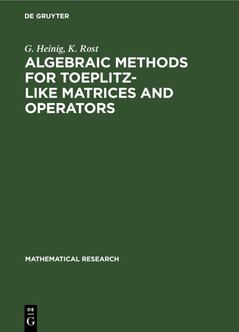 Cover image for book Algebraic Methods for Toeplitz-like Matrices and Operators
