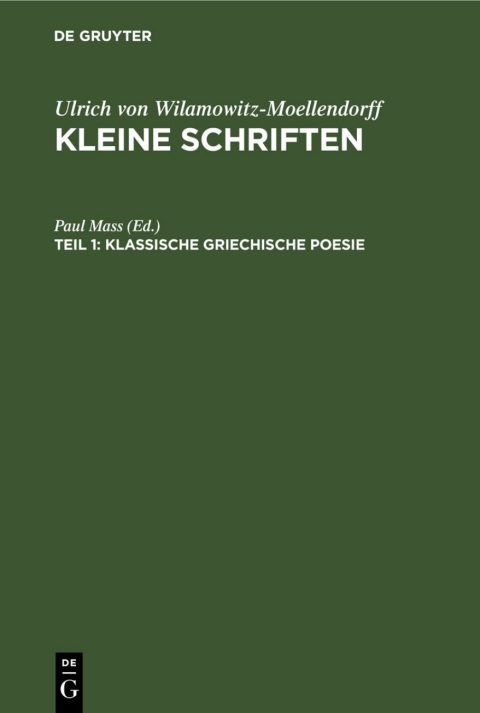 Cover image for book Klassische griechische Poesie