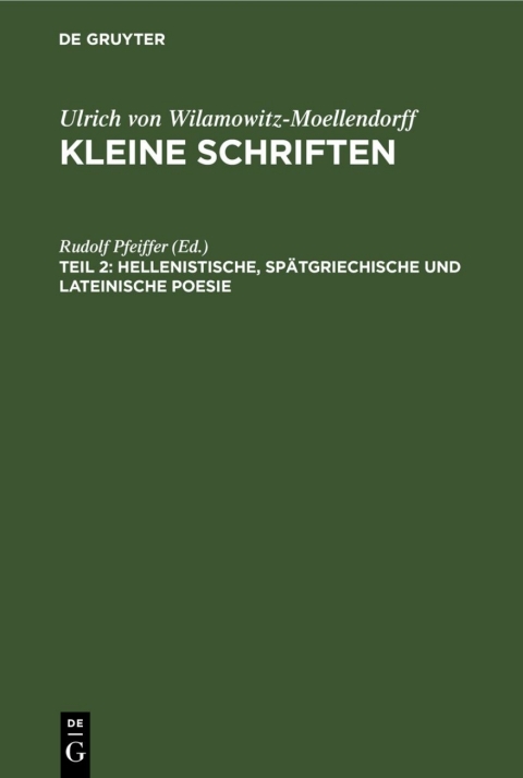 Cover image for book Hellenistische, spätgriechische und lateinische Poesie