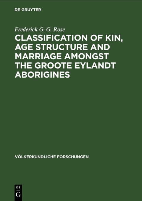 Cover image for book Classification of kin, age structure and marriage amongst the Groote Eylandt aborigines