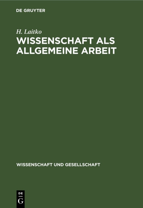 Cover image for book Wissenschaft als allgemeine Arbeit