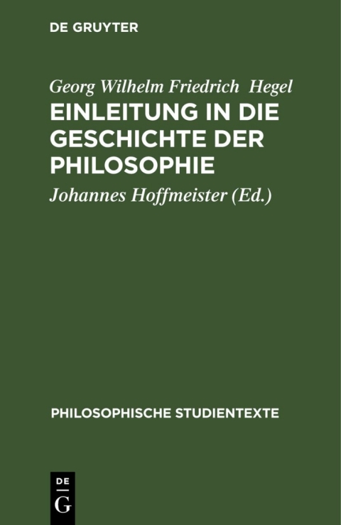 Cover image for book Einleitung in die Geschichte der Philosophie