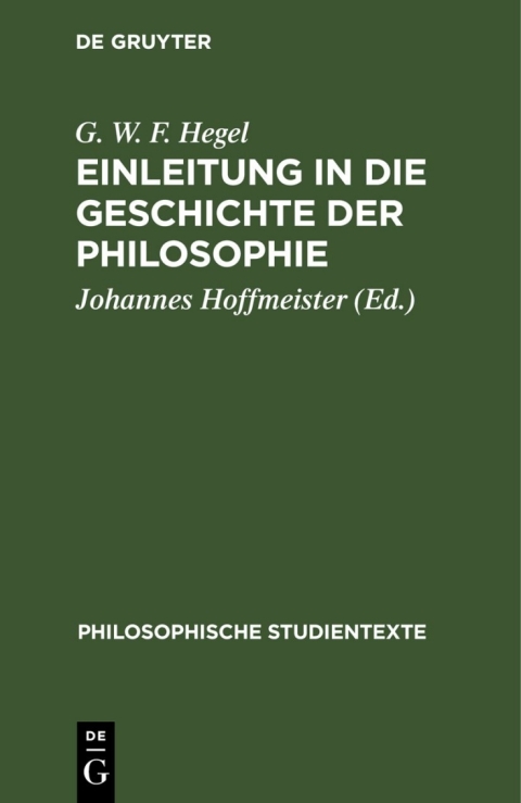 Cover image for book Einleitung in die Geschichte der Philosophie
