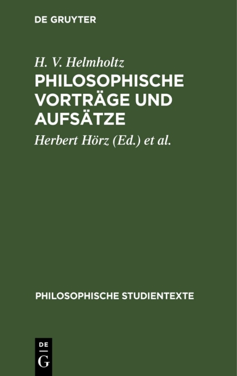 Cover image for book Philosophische Vorträge und Aufsätze