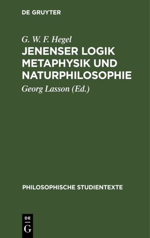 Cover image for book Jenenser Logik Metaphysik und Naturphilosophie