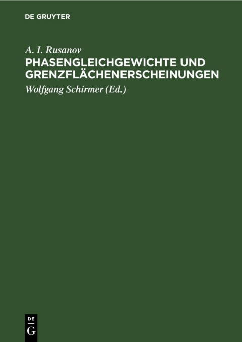 Cover image for book Phasengleichgewichte und Grenzflächenerscheinungen