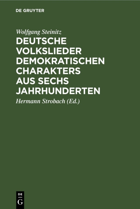 Cover image for book Deutsche Volkslieder demokratischen Charakters aus sechs Jahrhunderten
