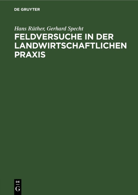 Cover image for book Feldversuche in der Landwirtschaftlichen Praxis