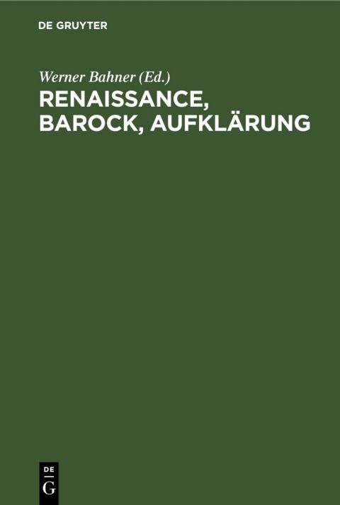 Cover image for book Renaissance, Barock, Aufklärung