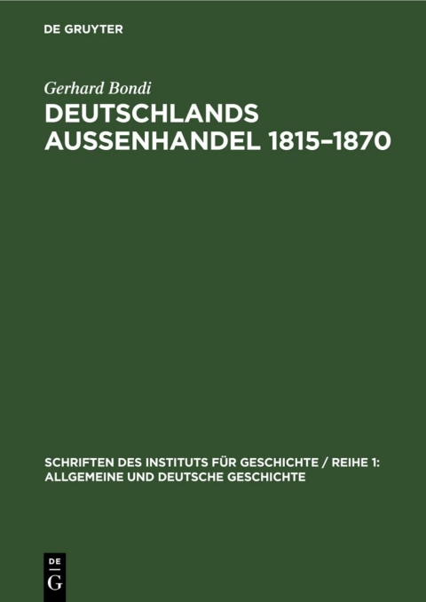 Cover image for book Deutschlands Aussenhandel 1815–1870