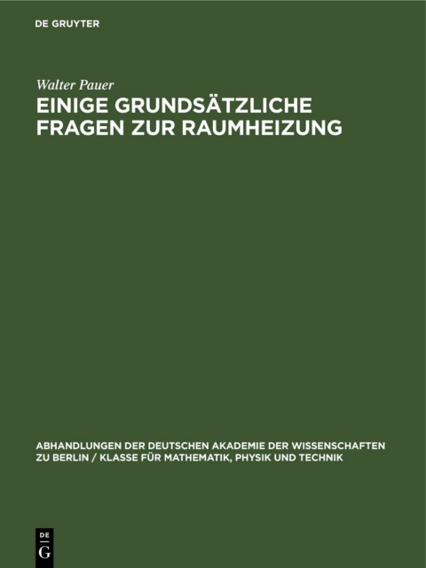 Cover image for book Einige grundsätzliche Fragen zur Raumheizung
