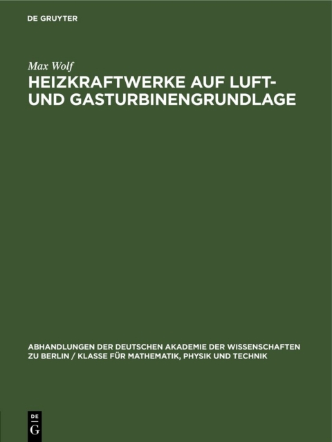 Cover image for book Heizkraftwerke auf Luft- und Gasturbinengrundlage