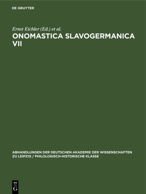 Cover image for book Onomastica Slavogermanica VII