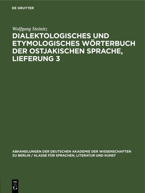 Cover image for book Dialektologisches und etymologisches Wörterbuch der ostjakischen Sprache, Lieferung 3