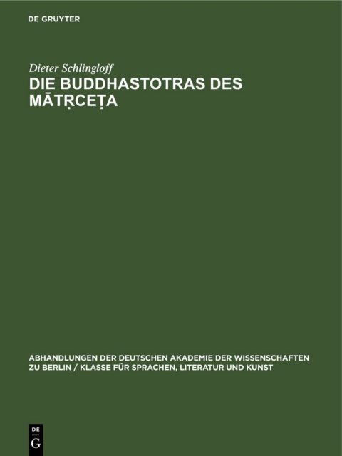 Cover image for book Die Buddhastotras des Mātṛceṭa
