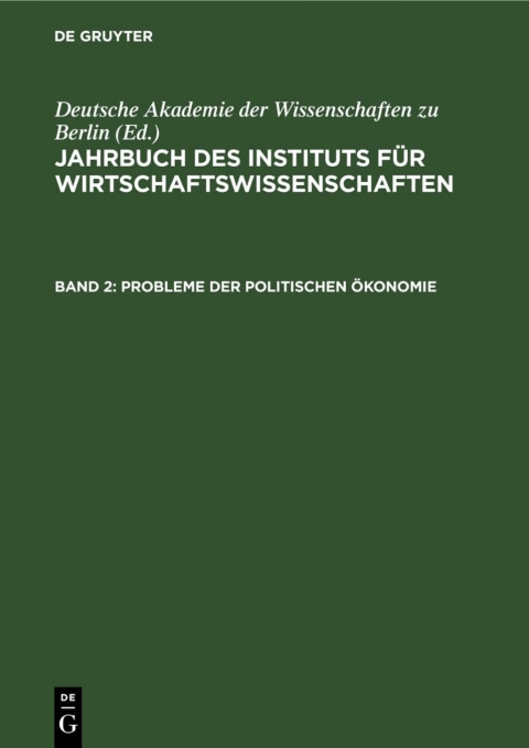 Cover image for book Jahrbuch des Instituts für Wirtschaftswissenschaften. Band 2