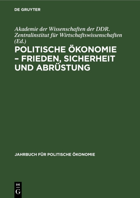Cover image for book Jahrbuch für politische Ökonomie. 4.1989