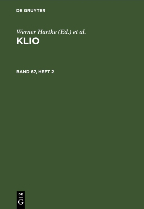 Cover image for book Klio. Band 67, Heft 2