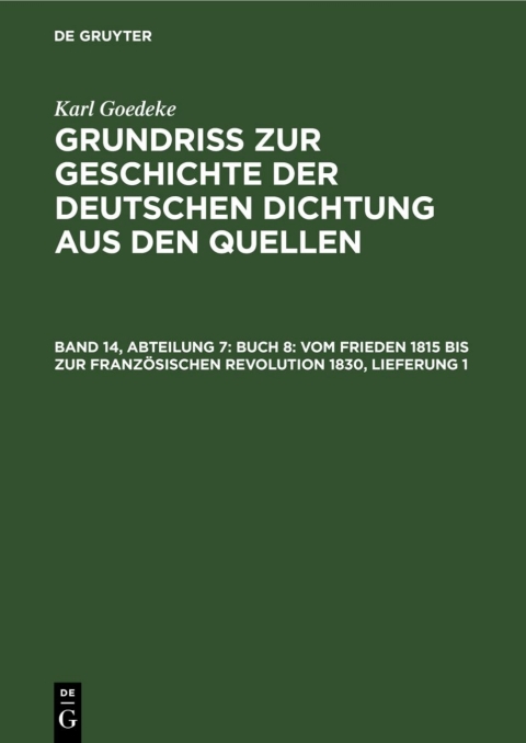 Cover image for book Abteilung 7, Buch 8: Vom Frieden 1815 bis zur französischen Revolution 1830