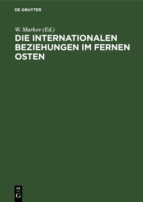 Cover image for book Die Internationalen Beziehungen im Fernen Osten