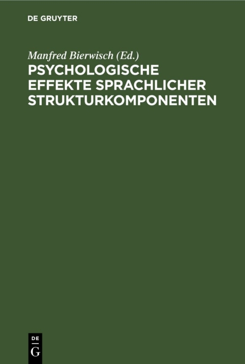 Cover image for book Psychologische Effekte sprachlicher Strukturkomponenten