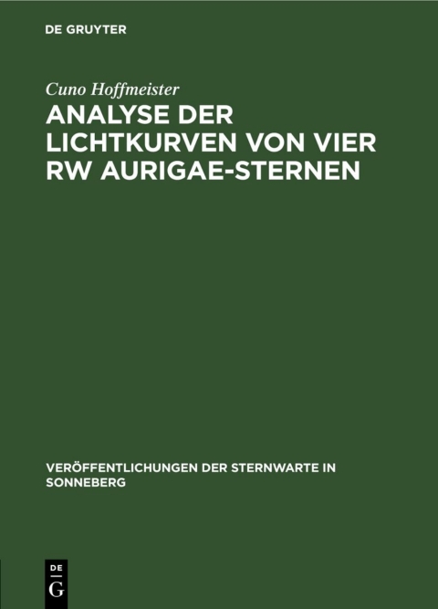 Cover image for book Analyse der Lichtkurven von vier RW Aurigae-Sternen