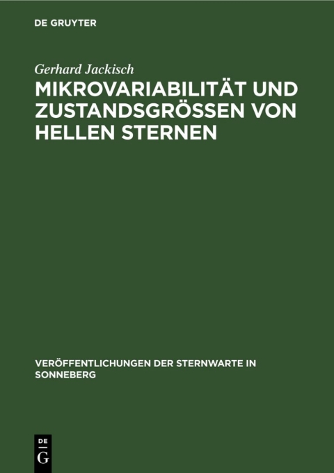 Cover image for book Mikrovariabilität und Zustandsgrößen von hellen Sternen