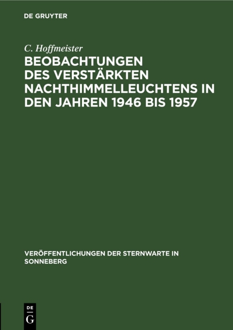 Cover image for book Beobachtungen des verstärkten Nachthimmelleuchtens in den Jahren 1946 bis 1957