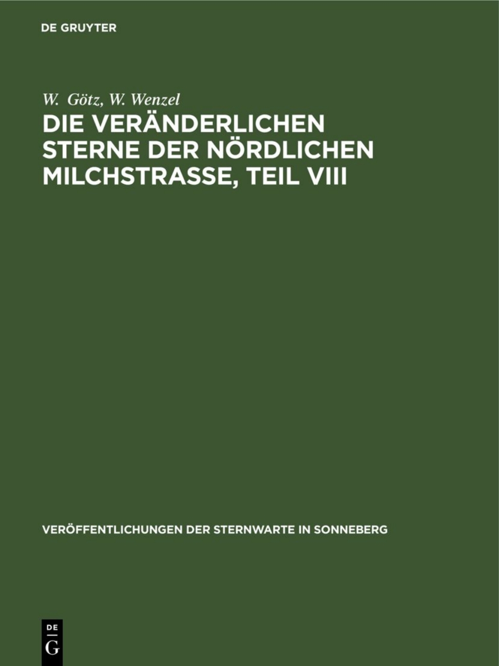 Page Fidelity Die veränderlichen Sterne der nördlichen Milchstraße, Teil VIII; $148.73