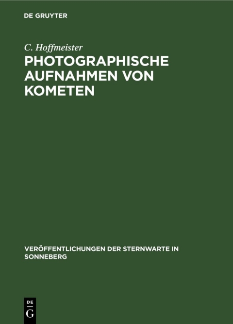 Cover image for book Photographische Aufnahmen von Kometen