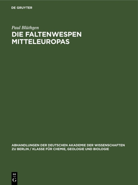 Cover image for book Die Faltenwespen Mitteleuropas