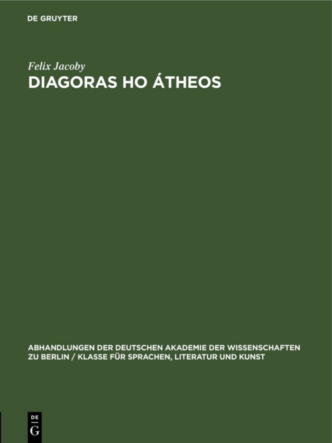 Cover image for book Diagoras ho átheos