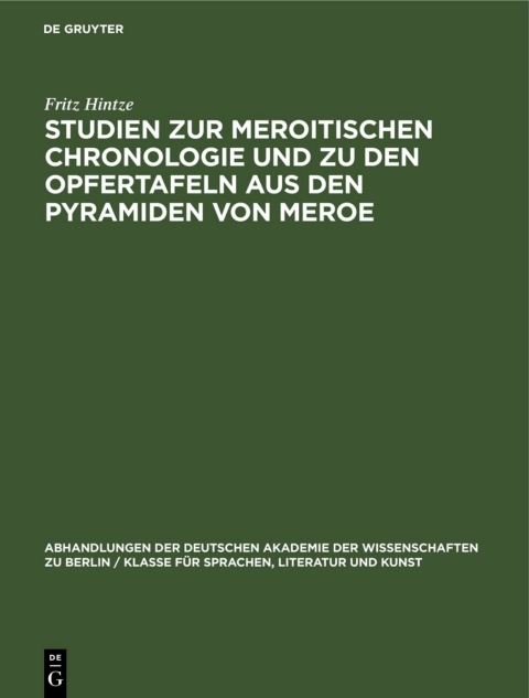 Cover image for book Studien zur Meroitischen Chronologie und zu den Opfertafeln aus den Pyramiden von Meroe
