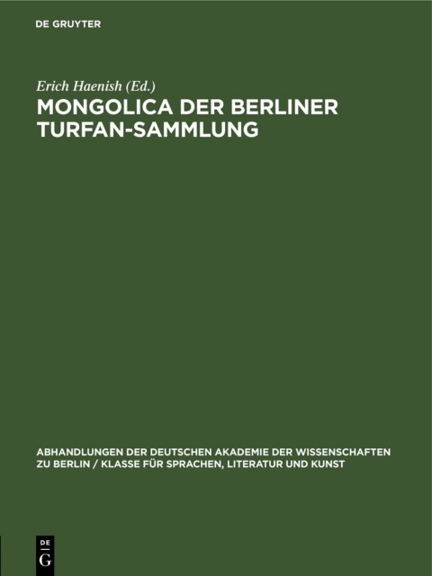 Cover image for book Mongolica der Berliner Turfan-Sammlung